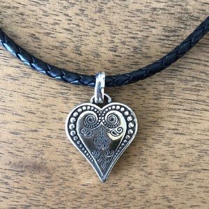 Heart leather cord chocker necklace - Brighton